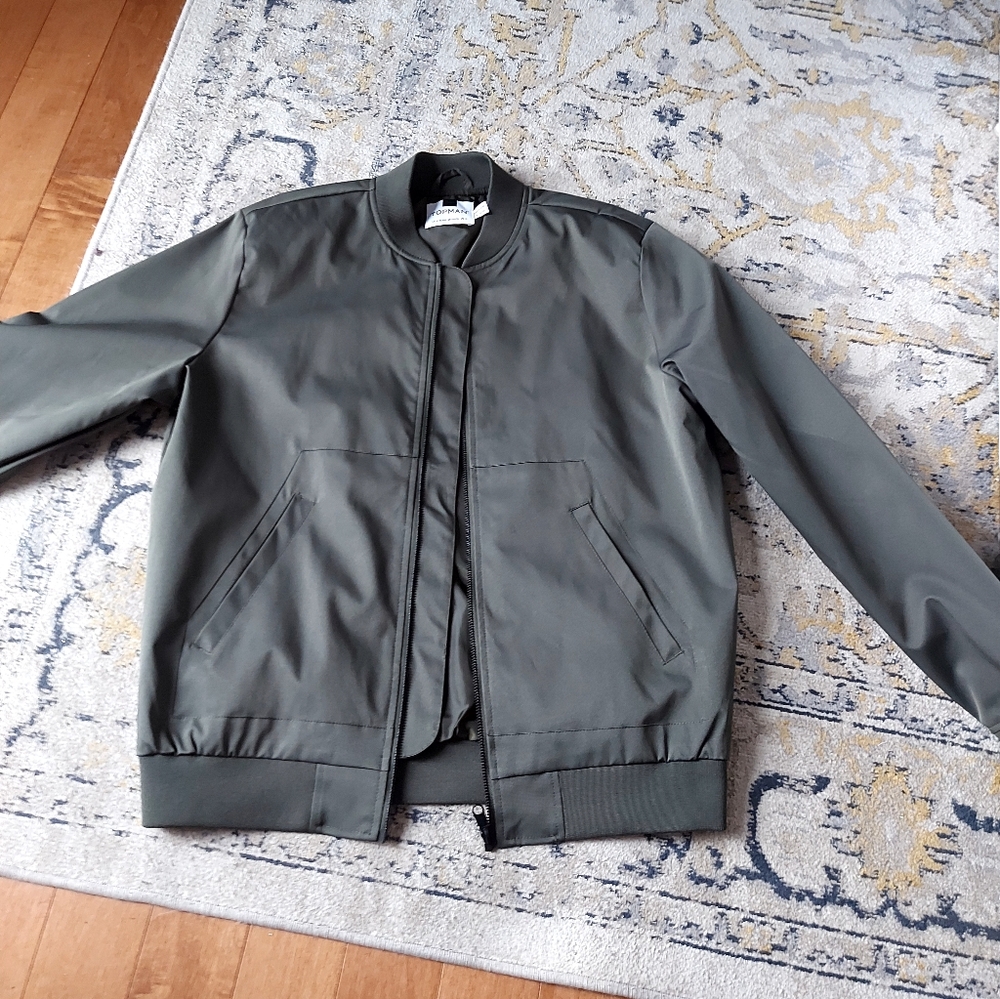 NWOT Topman Men's Dark Green Bomber Jacket.